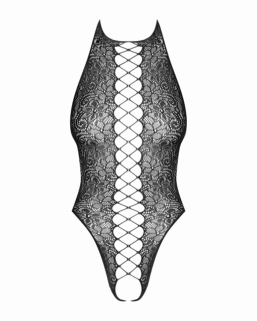 Body – czarne, kwiatowa siateczka, otwarty krok, S/M/L — zdjęcie 4