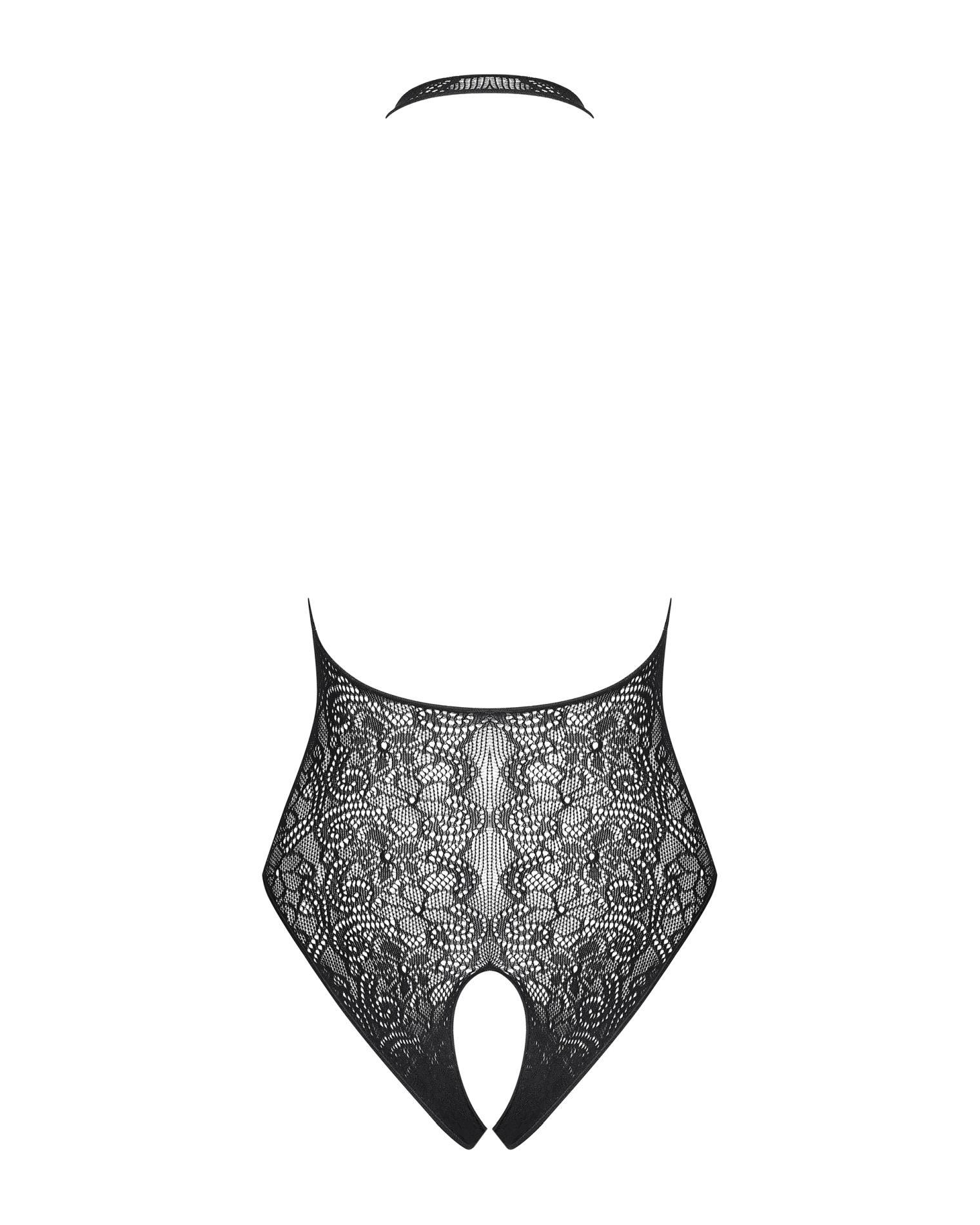 Body – czarne, kwiatowa siateczka, otwarty krok, S/M/L — zdjęcie 5