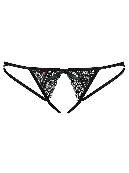 Stringi otwarte Picantina – koronka, czarne, S/M — zdjęcie 5
