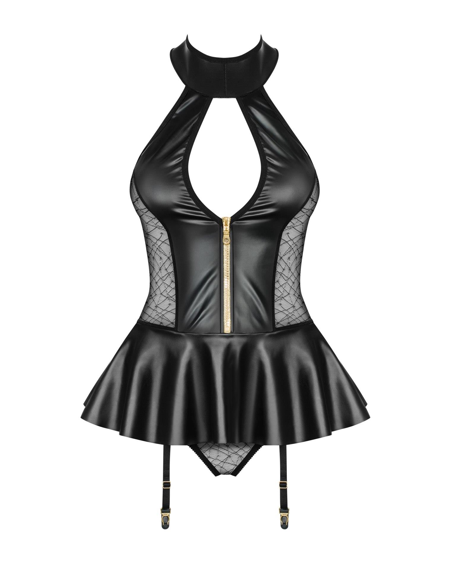Gorset i figi 859-COR-1 – wet look, siateczka, L/XL — zdjęcie 5