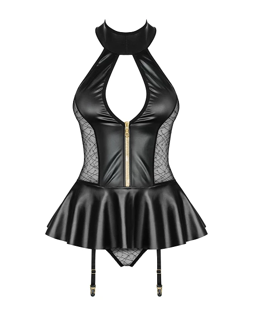 Gorset i figi 859-COR-1 – wet look, siateczka, L/XL — zdjęcie 5