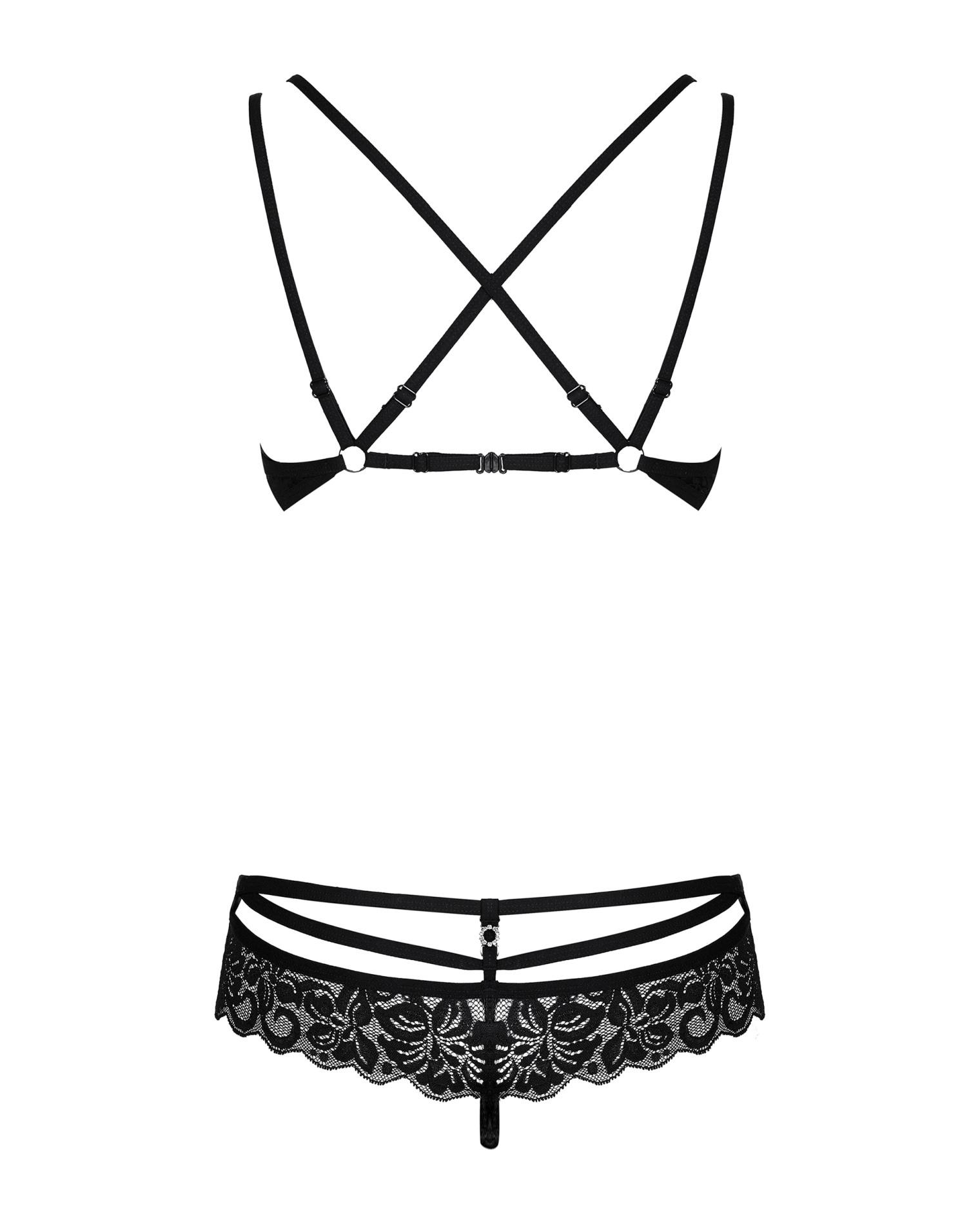 Komplet 2‑częściowy 860‑SET – czarny, koronka, S/M — zdjęcie 6