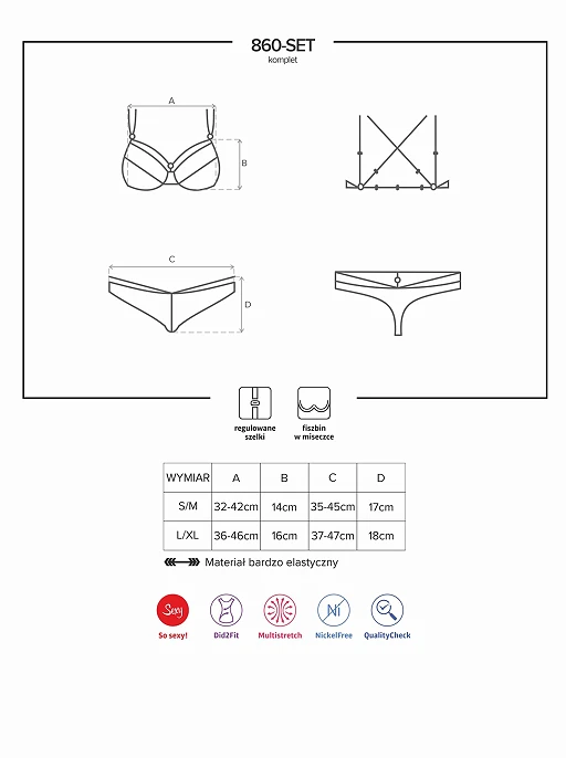 Komplet 2‑częściowy – czerwony, koronka i paseczki, L/XL — zdjęcie 7