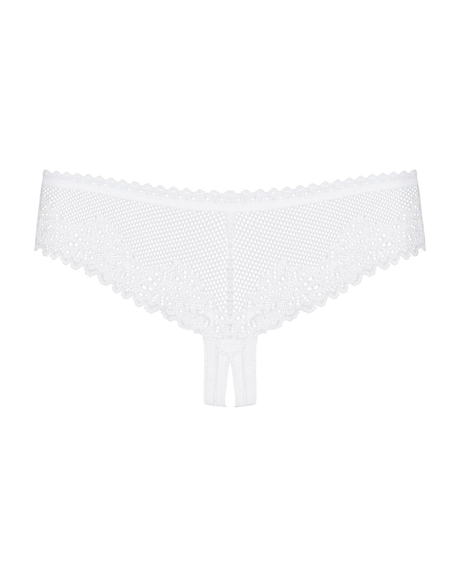 Stringi – białe, koronkowe, otwarty krok, L/XL — zdjęcie 5
