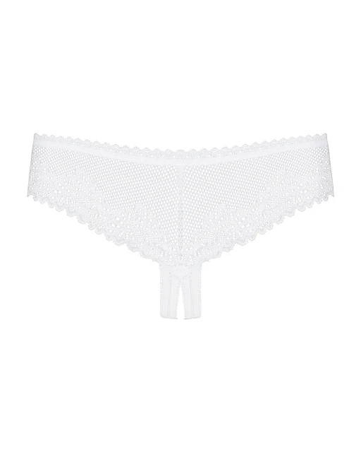 Stringi – białe, koronkowe, otwarty krok, L/XL — zdjęcie 5