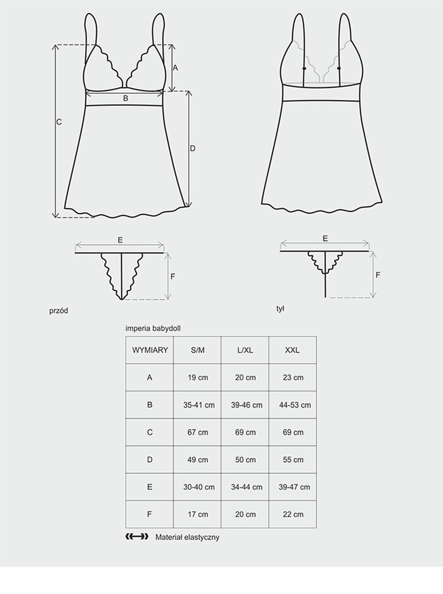 Babydoll i stringi – czarne, siateczkowe z koronką, L/XL — zdjęcie 3