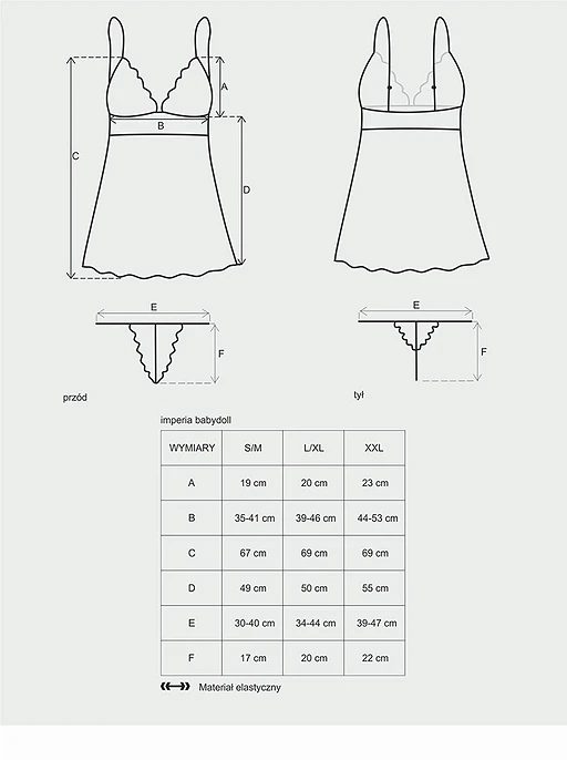 Babydoll i stringi – czarne, siateczkowe z koronką, L/XL — zdjęcie 3