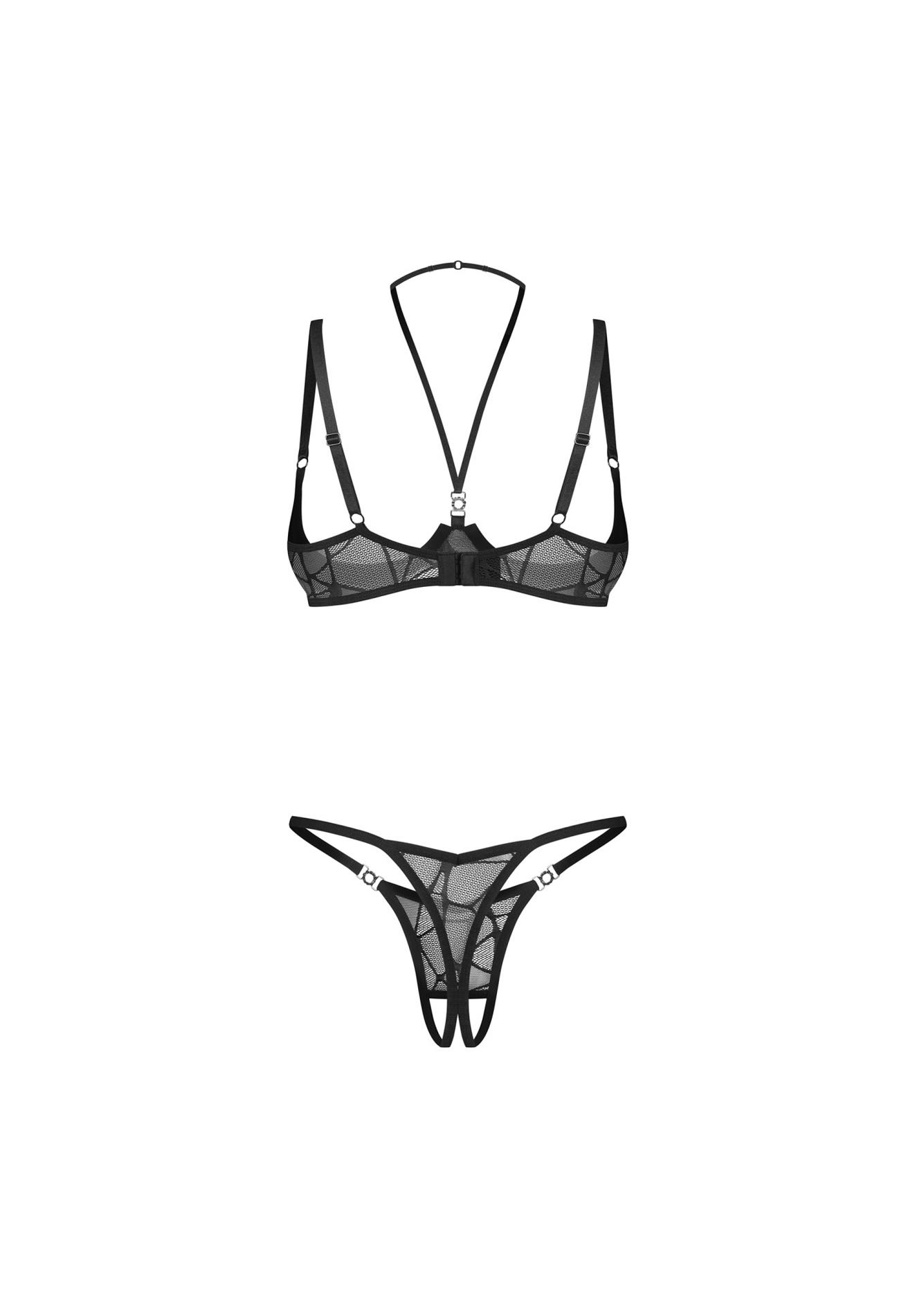 Komplet 2‑częściowy Olianna – otwarte miseczki, koronka, 3XL — zdjęcie 5