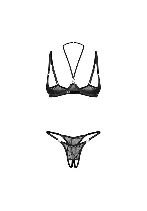 Komplet 2‑częściowy Olianna – otwarte miseczki, koronka, 3XL — zdjęcie 6