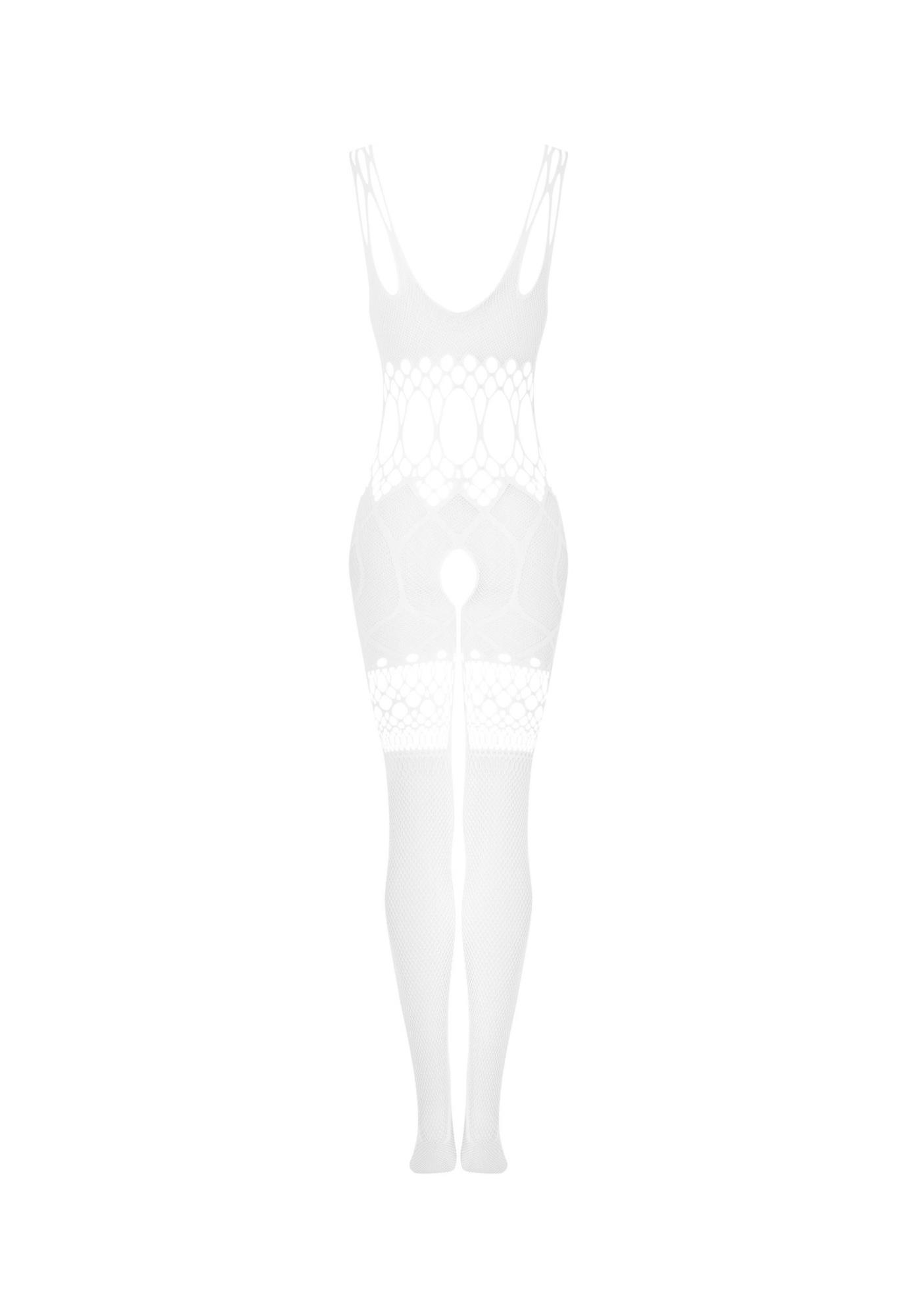 Bodystocking G330 S/M/L – białe, siateczkowe, open crotch, S/M — zdjęcie 6