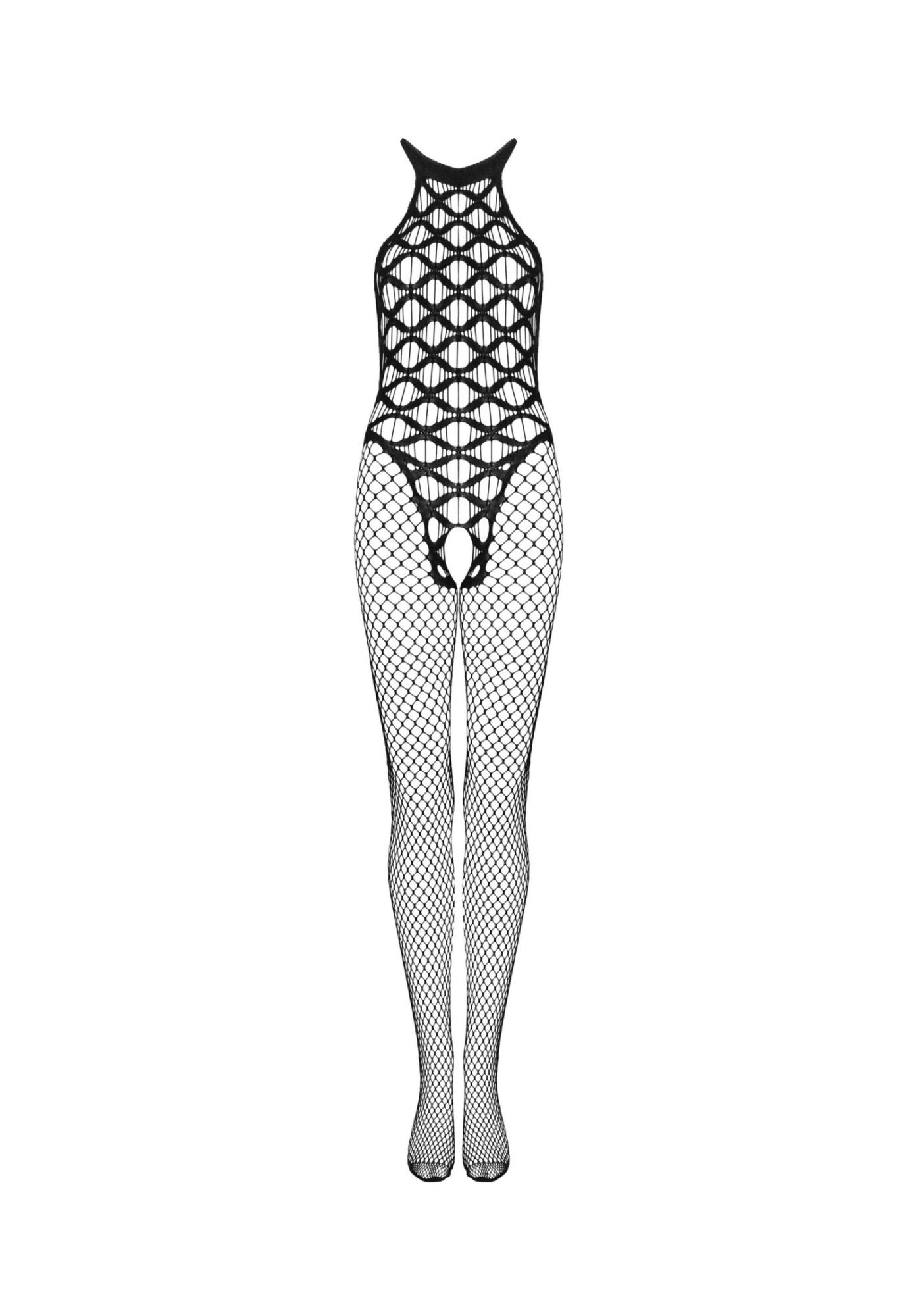 Bodystocking – czarne, siateczkowe, otwarty krok, S/M/L — zdjęcie 5
