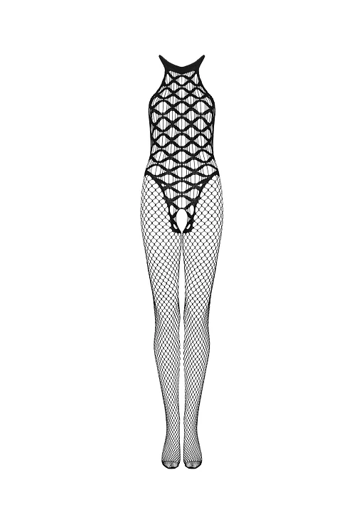 Bodystocking – czarne, siateczkowe, otwarty krok, S/M/L — zdjęcie 5