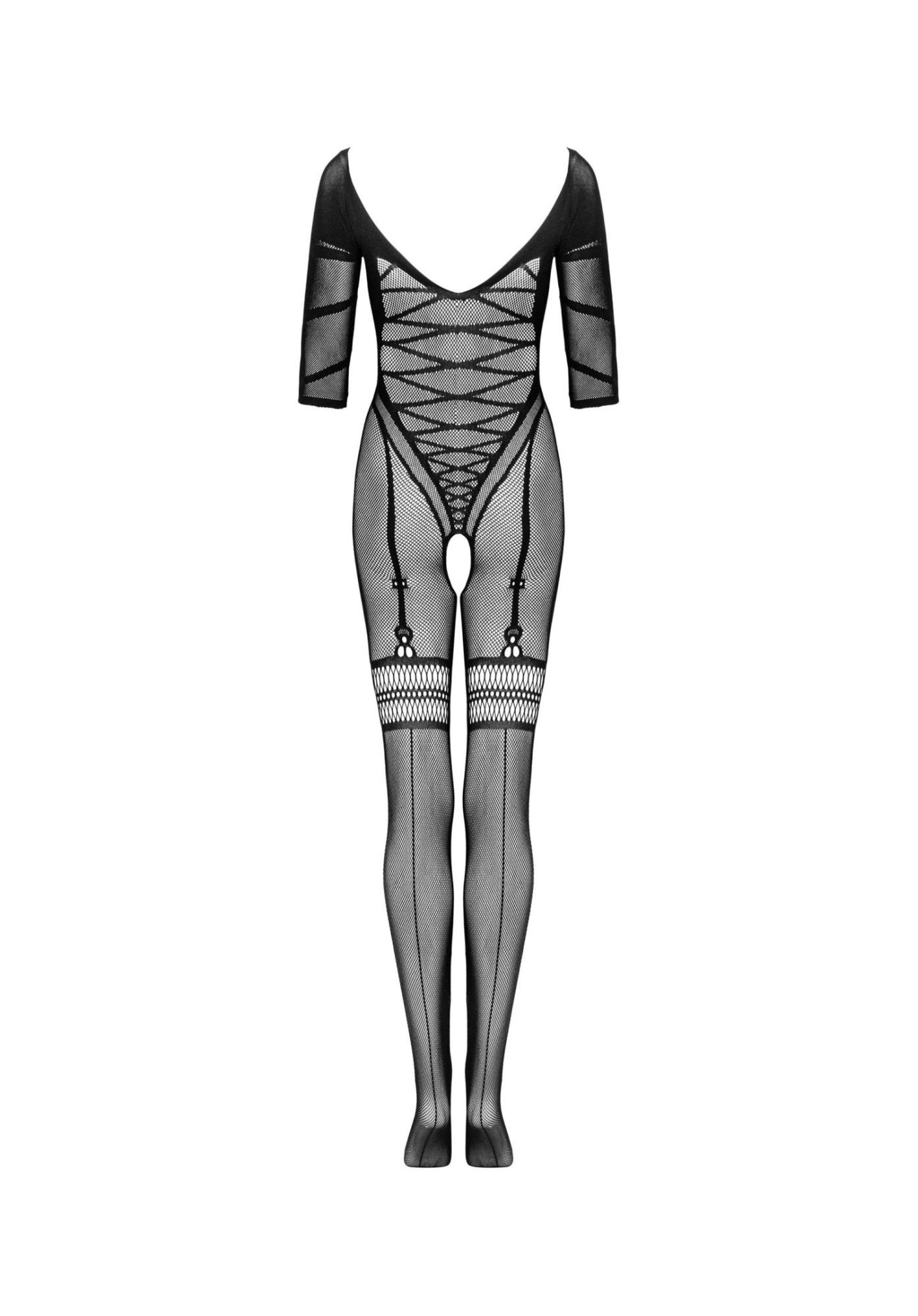 Bodystocking G329 – czarne, siateczkowe, otwarty krok, S/M/L — zdjęcie 6