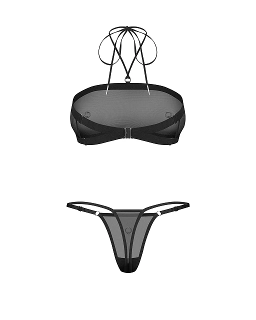 Komplet 2‑częściowy Orinelle – czarny mesh, regulowane paski, S/M — zdjęcie 7