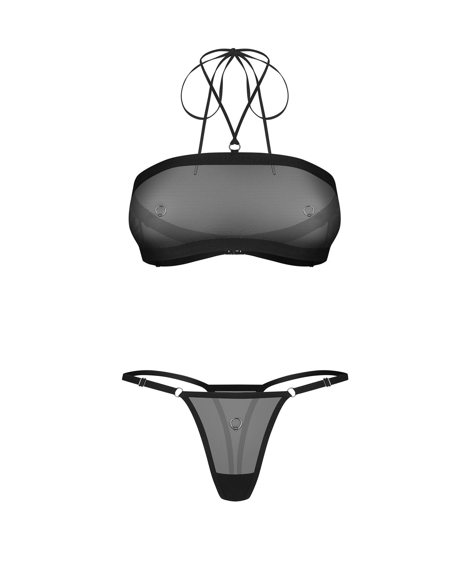 Komplet 2‑częściowy Orinelle – czarny mesh, regulowane paski, S/M — zdjęcie 8