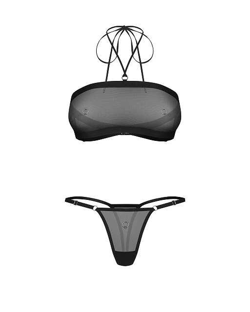 Komplet 2‑częściowy Orinelle – czarny mesh, regulowane paski, S/M — zdjęcie 8