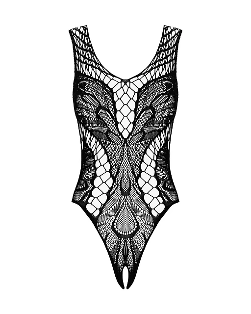 Body B138 – czarne, siateczkowe, otwarty krok, S/M/L — zdjęcie 5