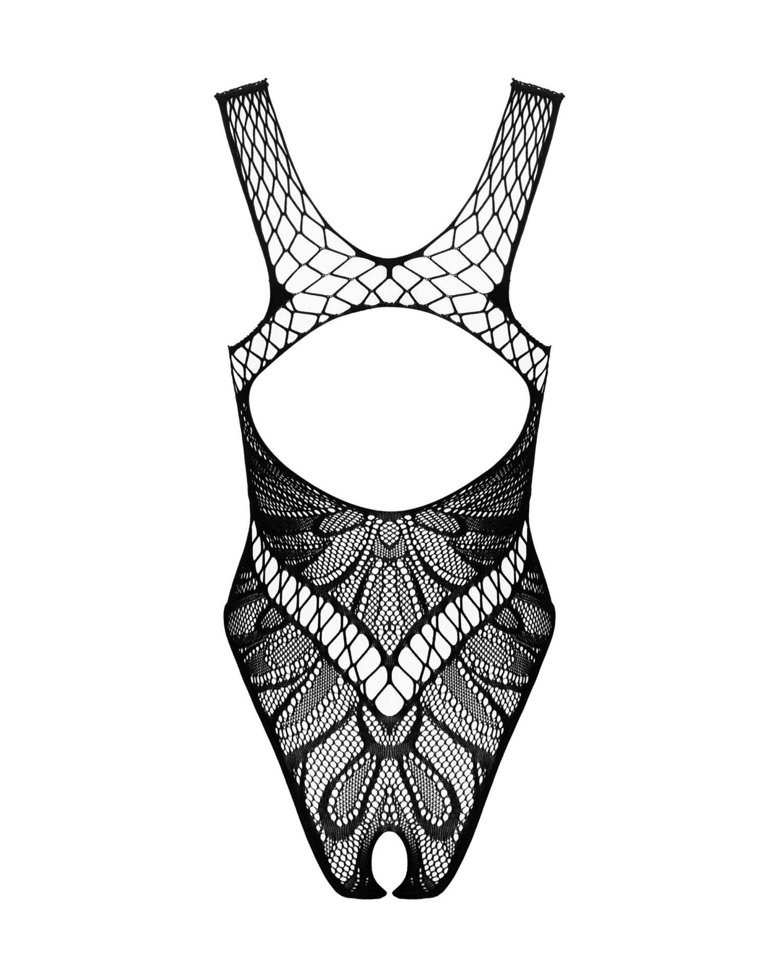 Body B138 – czarne, siateczkowe, otwarty krok, S/M/L — zdjęcie 6