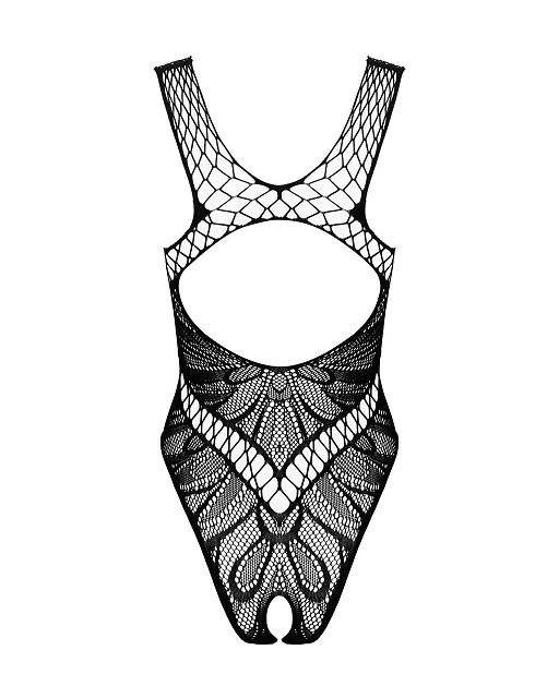 Body B138 – czarne, siateczkowe, otwarty krok, S/M/L — zdjęcie 6