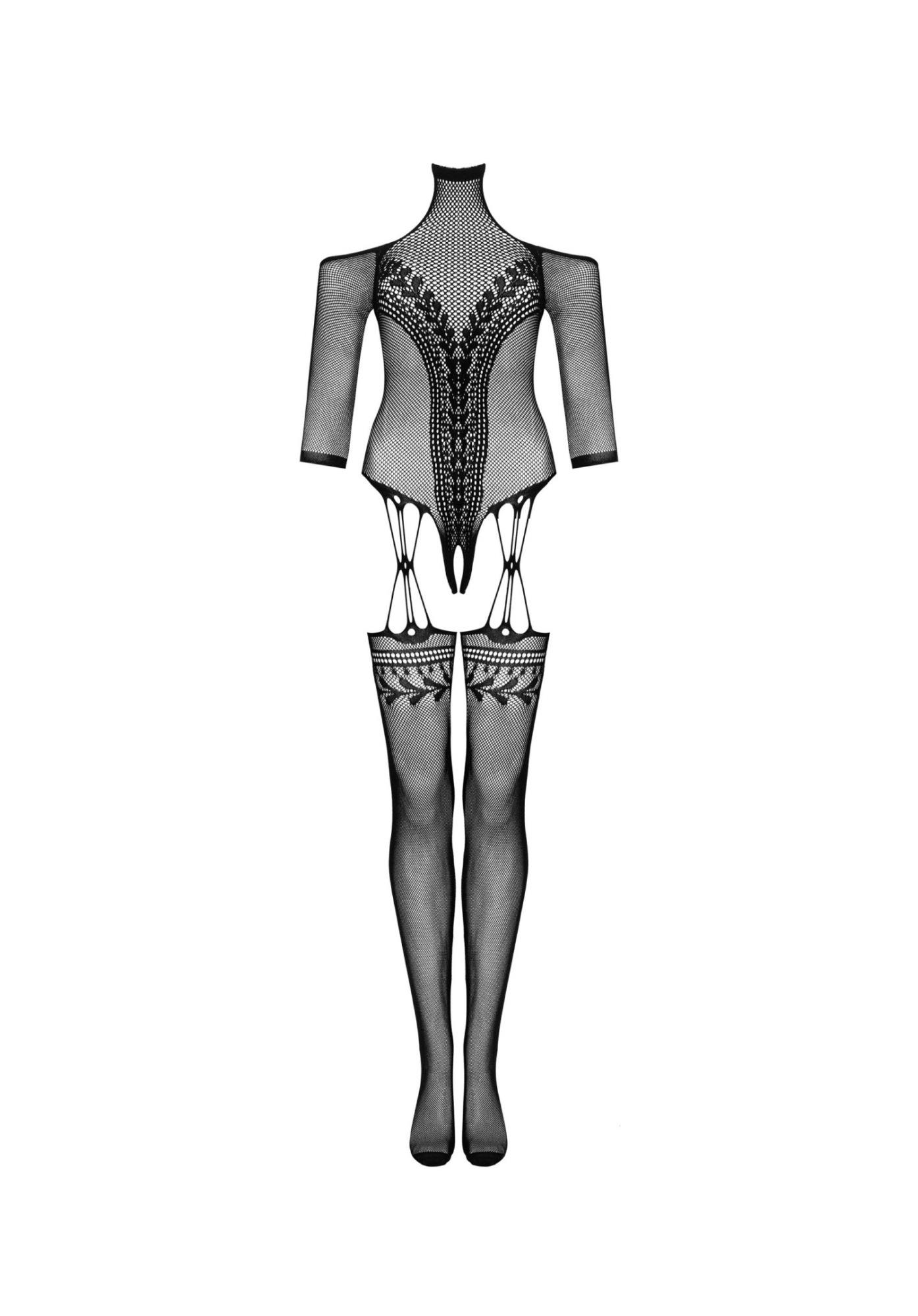 Bodystocking G333 S/M/L – czarne body z pończochami, S/M — zdjęcie 5