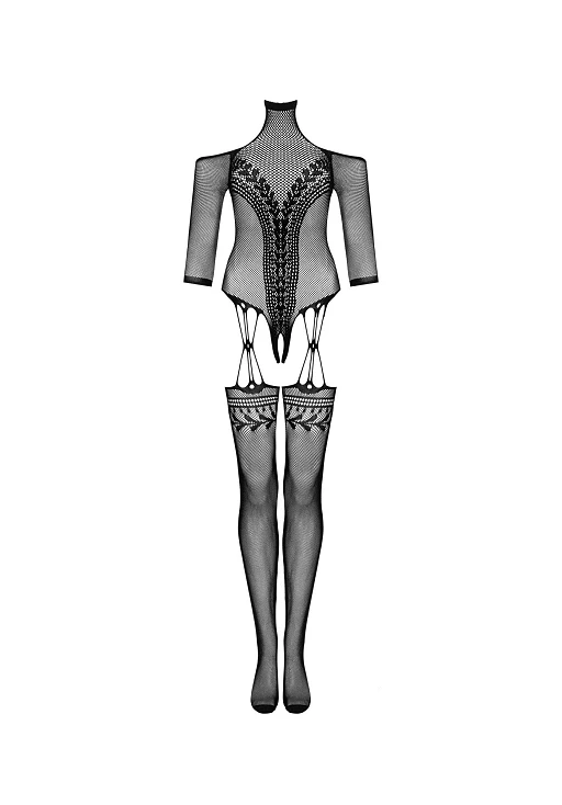 Bodystocking G333 S/M/L – czarne body z pończochami, S/M — zdjęcie 5