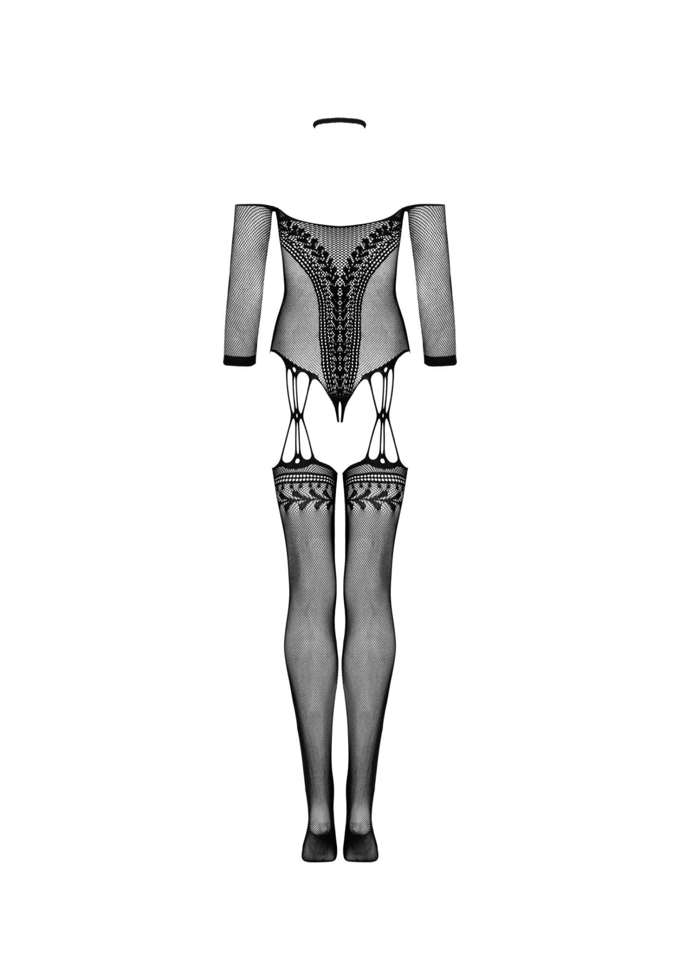 Bodystocking G333 S/M/L – czarne body z pończochami, S/M — zdjęcie 6