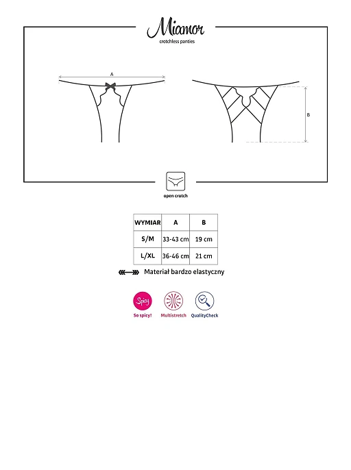 Figi otwarte Miamor – koronka i paseczki, L/XL — zdjęcie 7