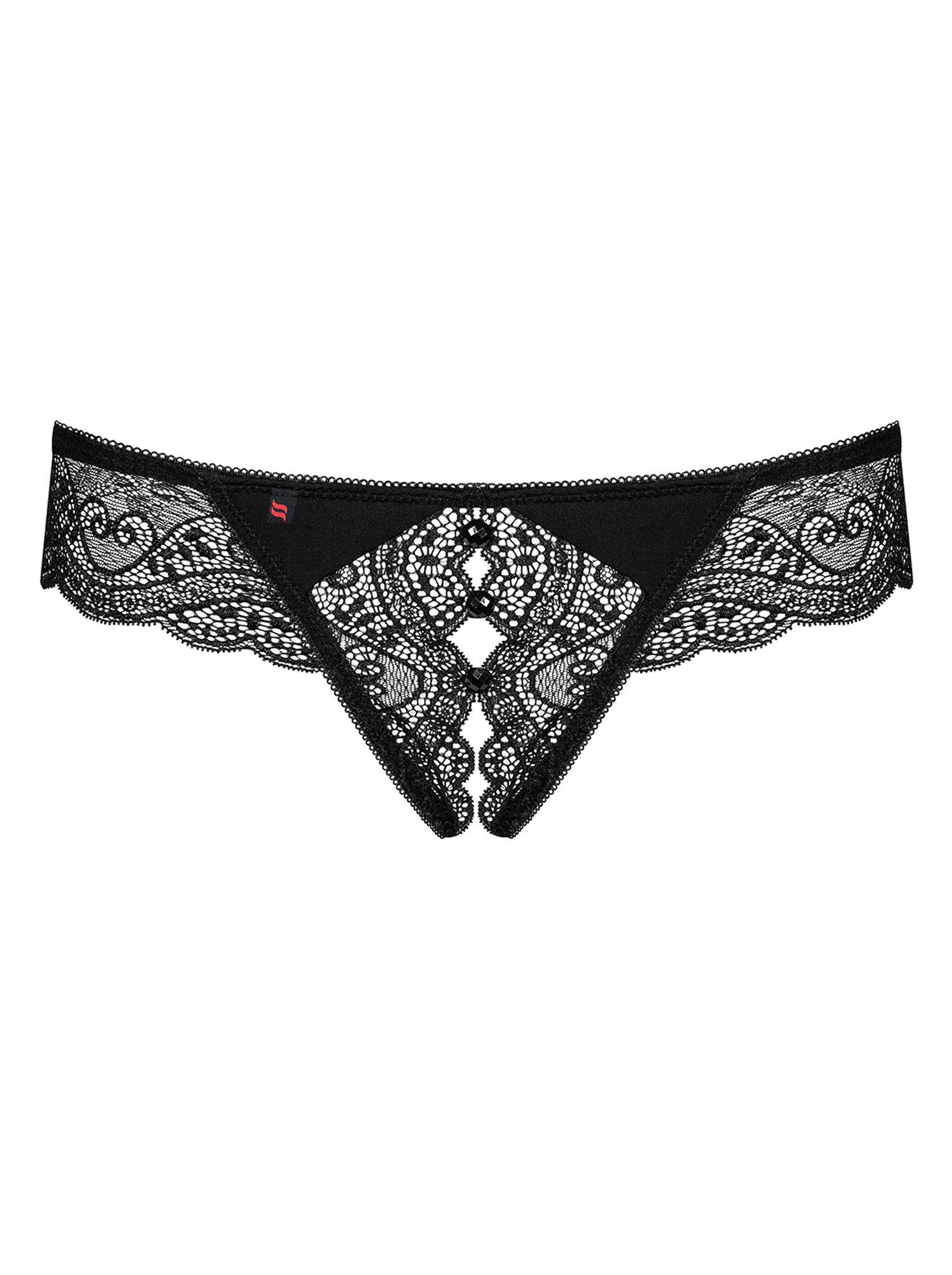 Stringi otwarte Miamor – koronka, czarne, L/XL — zdjęcie 5