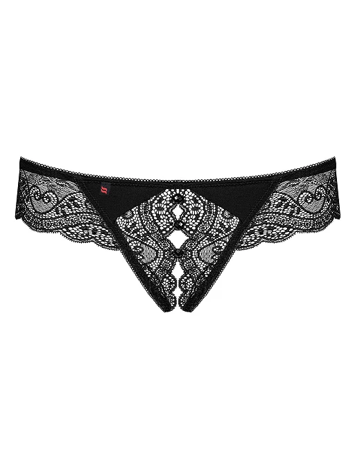 Stringi otwarte Miamor – koronka, czarne, L/XL — zdjęcie 5