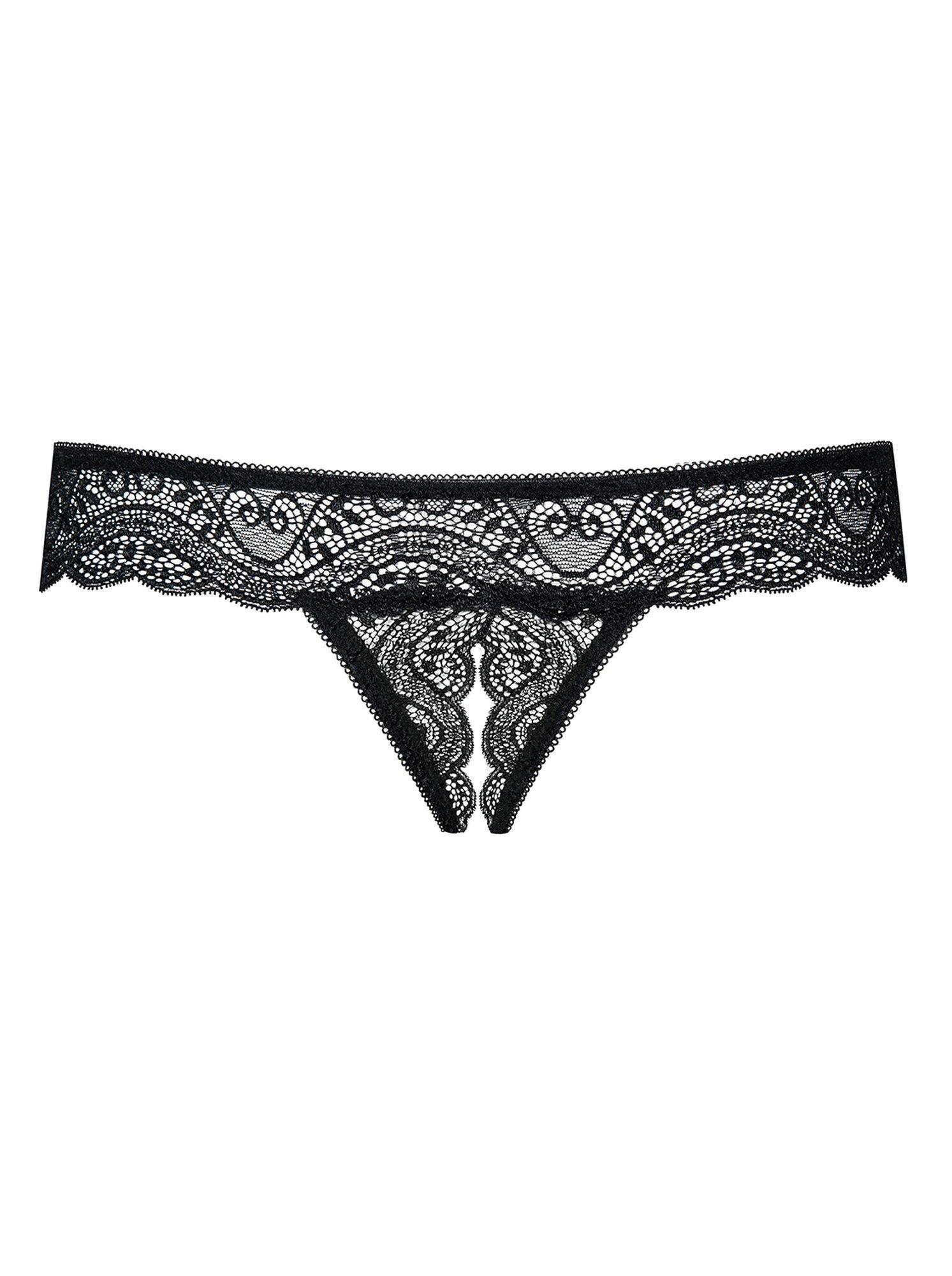 Stringi otwarte Miamor – koronka, czarne, L/XL — zdjęcie 6