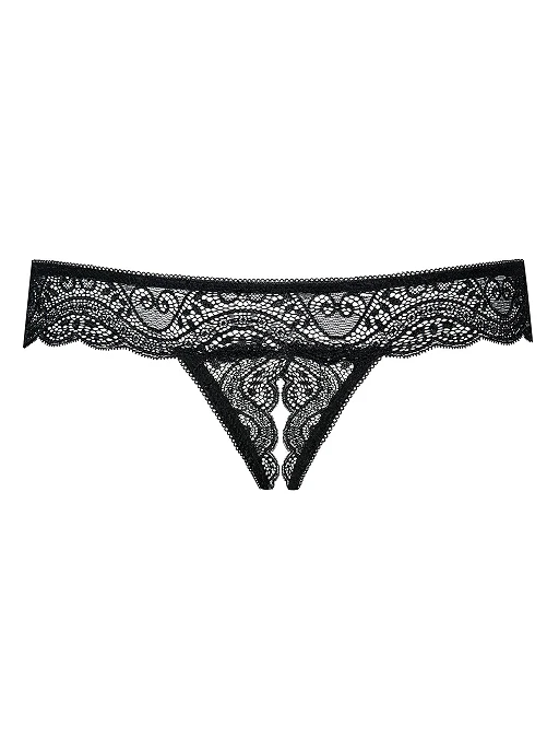 Stringi otwarte Miamor – koronka, czarne, L/XL — zdjęcie 6
