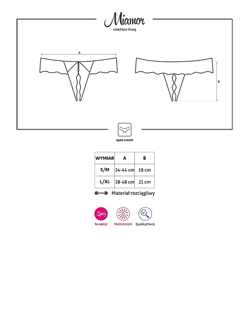 Stringi otwarte Miamor – koronka, czarne, L/XL — zdjęcie 7