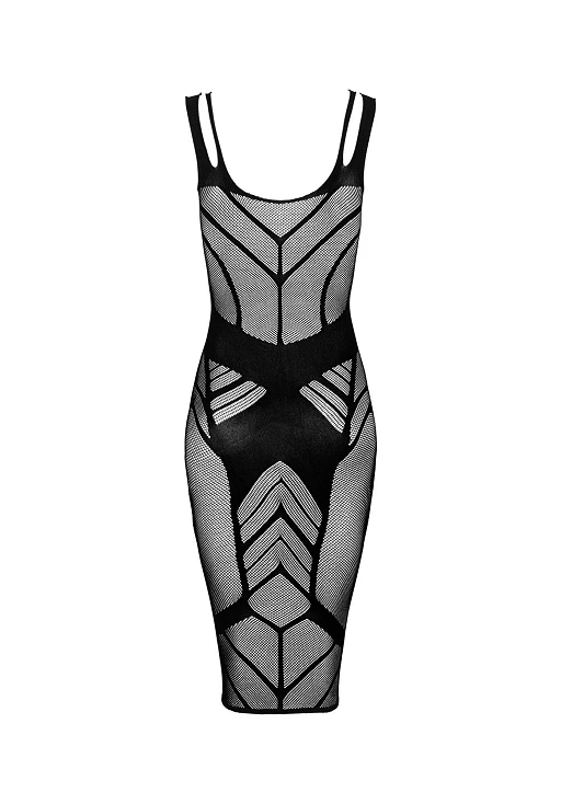 Sukienka – czarna, siateczkowa, geometryczny wzór, S/M/L — zdjęcie 6