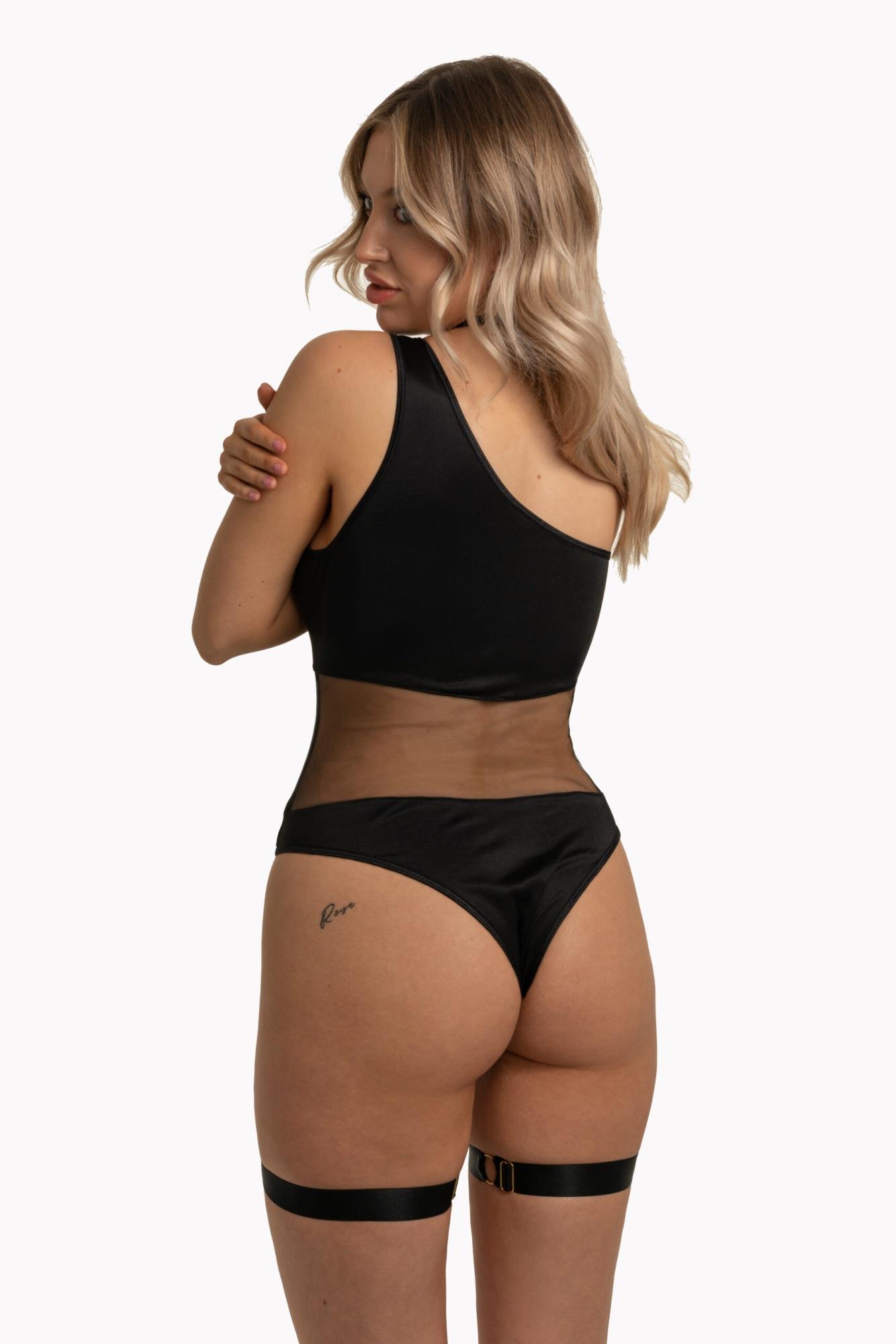 Body – czarne, asymetryczne, tiulowe wstawki, XXL/XXXL — zdjęcie 2