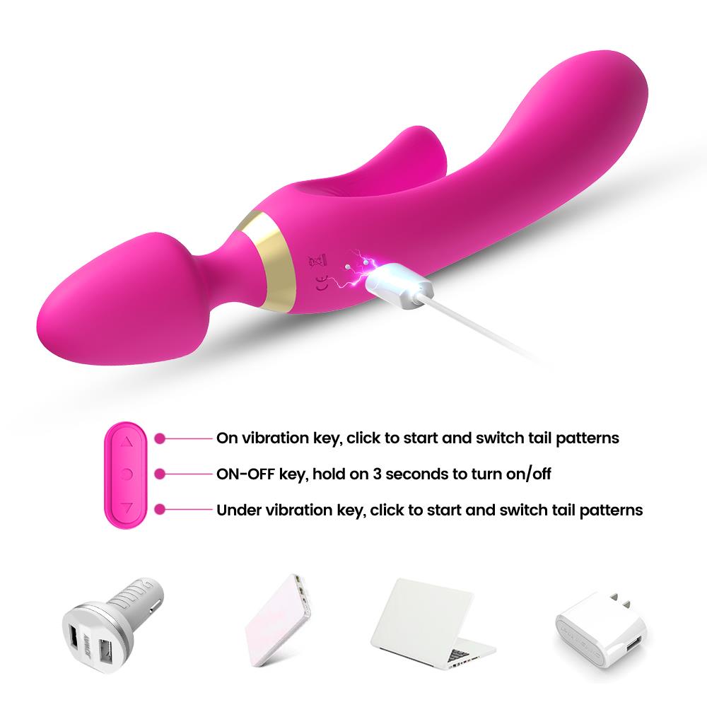 Masażer wand Magic Wand – różowy, króliczek 2 silniki — zdjęcie 2