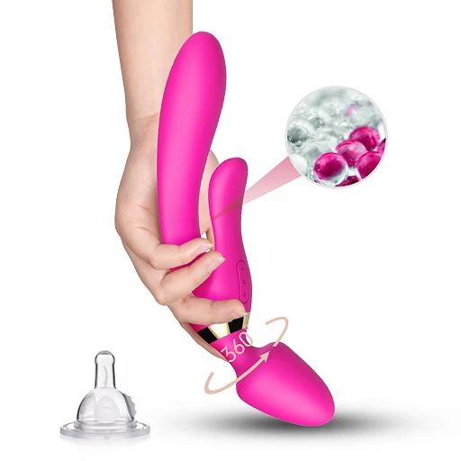 Masażer wand Magic Wand – różowy, króliczek 2 silniki — zdjęcie 5
