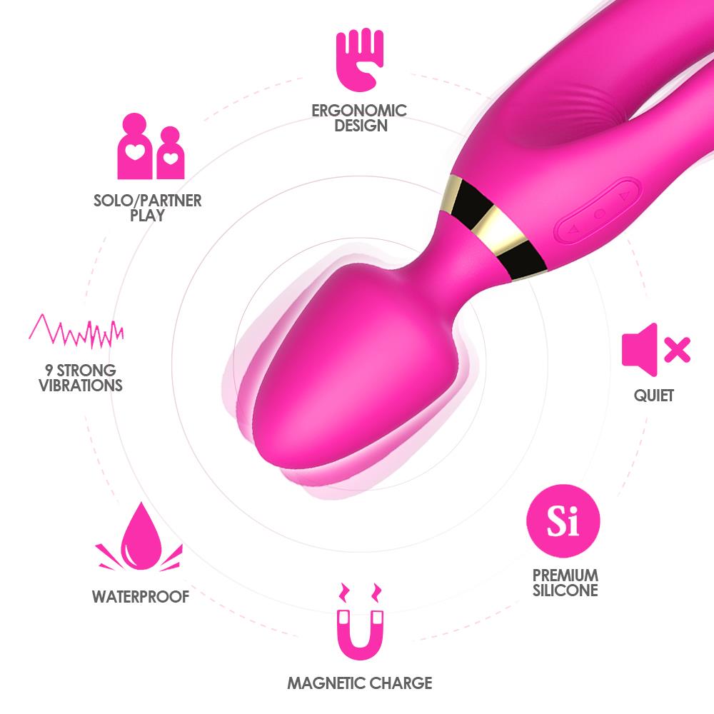 Masażer wand Magic Wand – różowy, króliczek 2 silniki — zdjęcie 7