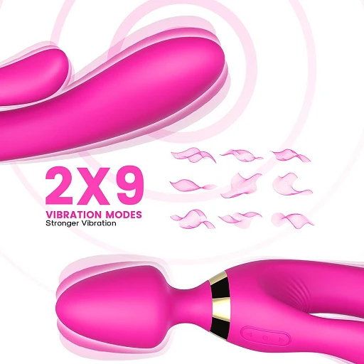 Masażer wand Magic Wand – różowy, króliczek 2 silniki — zdjęcie 8