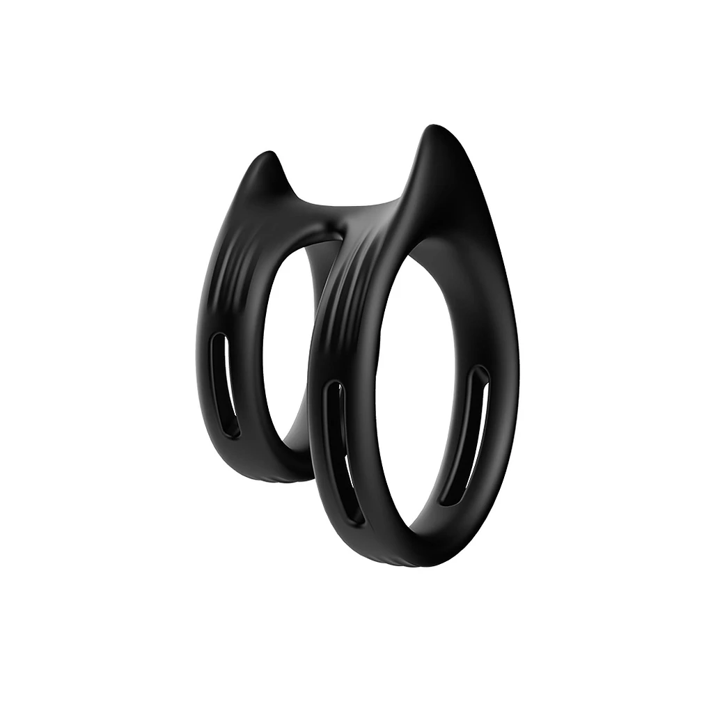 Podwójny pierścień erekcyjny Capen black - silikon — zdjęcie 4