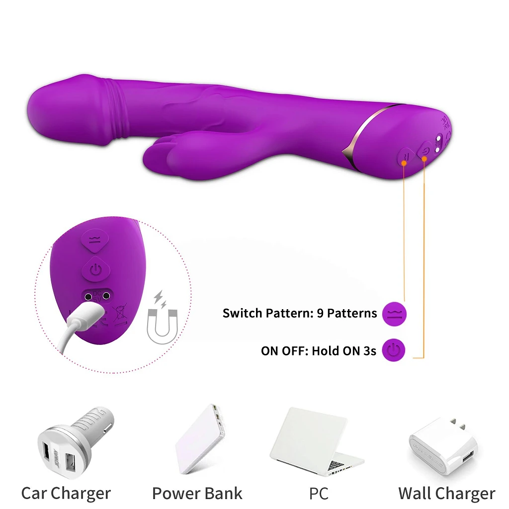 Wibrator króliczek Rubberco Purple – 2 silniki, 9 trybów — zdjęcie 5