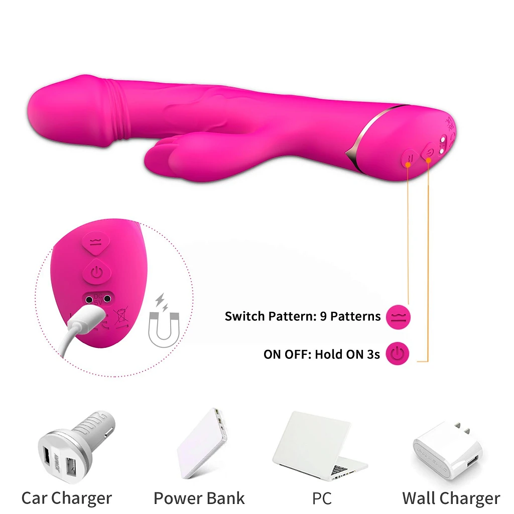 Wibrator króliczek Rubberco Rose Red – 2 silniki, 9 trybów — zdjęcie 5
