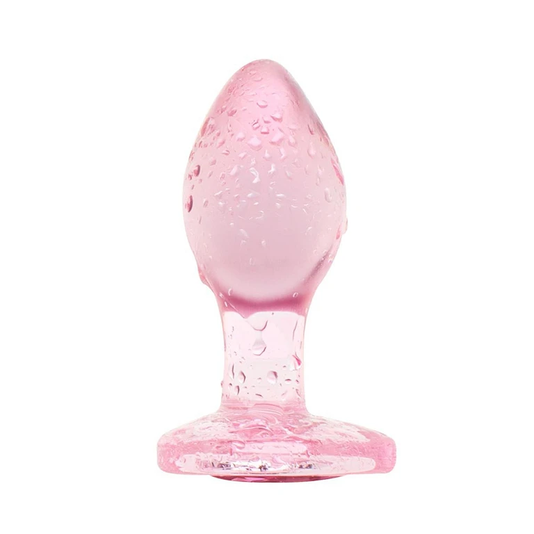 Korek analny EasyToys szklane serduszko – S, różowy