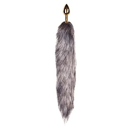 Korek analny EasyToys Fox Tail - lisi ogon, złoty metal — zdjęcie 2