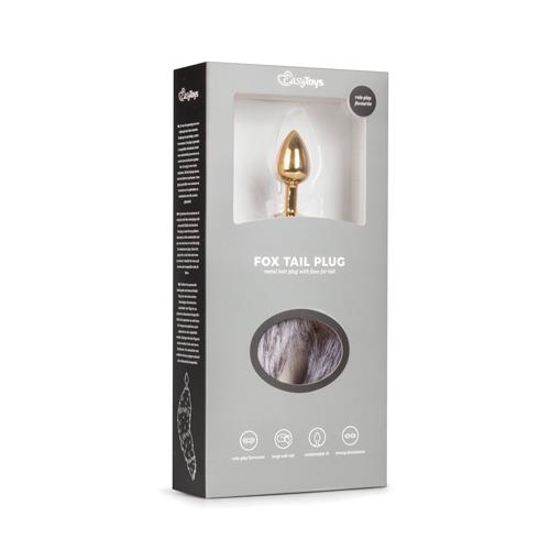 Korek analny EasyToys Fox Tail - lisi ogon, złoty metal — zdjęcie 5