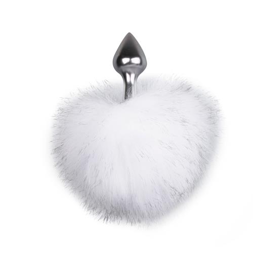 Korek analny EasyToys Bunny Tail No. 1 – srebrny, biały ogonek — zdjęcie 2
