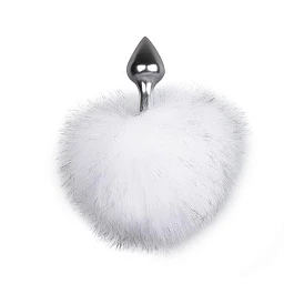 Korek analny EasyToys Bunny Tail No. 1 – srebrny, biały ogonek — zdjęcie 2