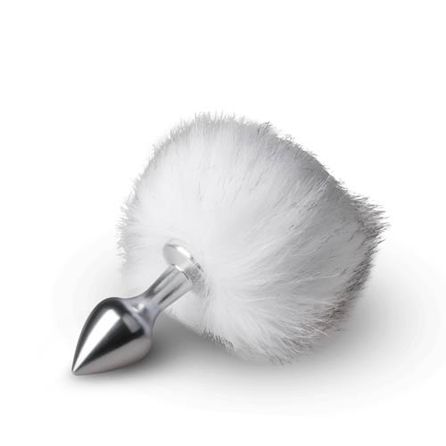 Korek analny EasyToys Bunny Tail No. 1 – srebrny, biały ogonek — zdjęcie 1