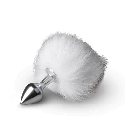 Korek analny EasyToys Bunny Tail No. 1 – srebrny, biały ogonek