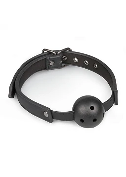 Knebel z kulką PVC – czarny, regulowany pasek — zdjęcie 2