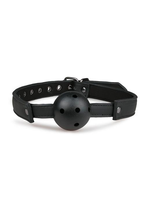 Knebel z kulką PVC – czarny, regulowany pasek — zdjęcie 3